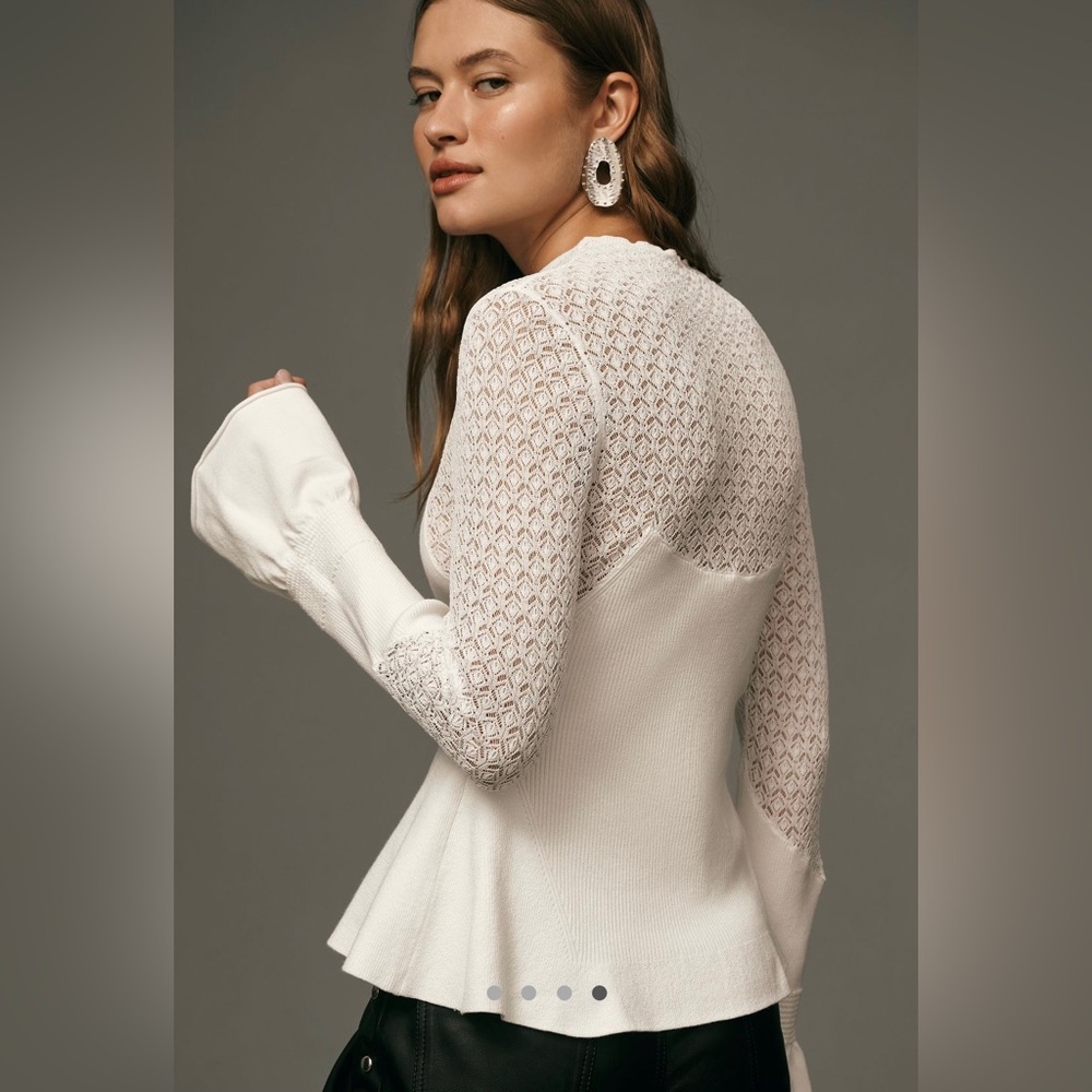 Anthropologie Mixed-lace Turtleneck Sweater - Picture 5 of 5